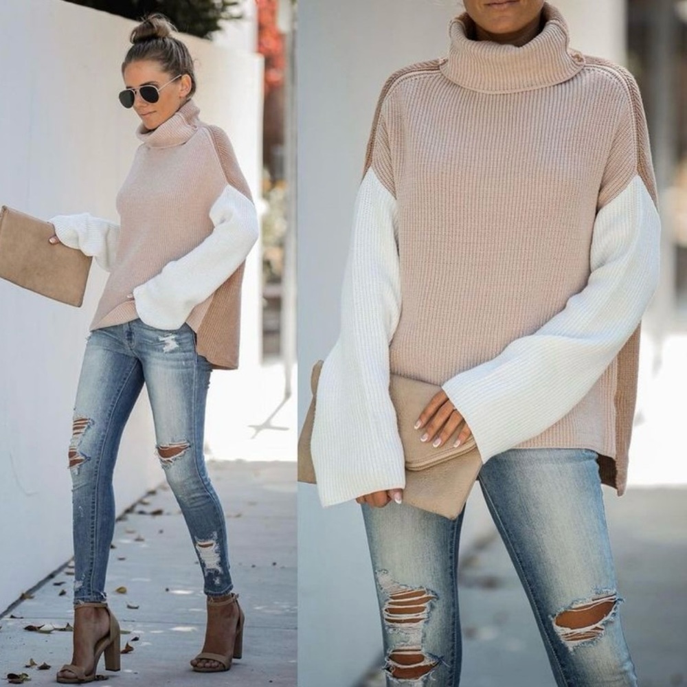 Vici Boutique Joyous Occasion Colorblock Turtleneck Sweater Boutique